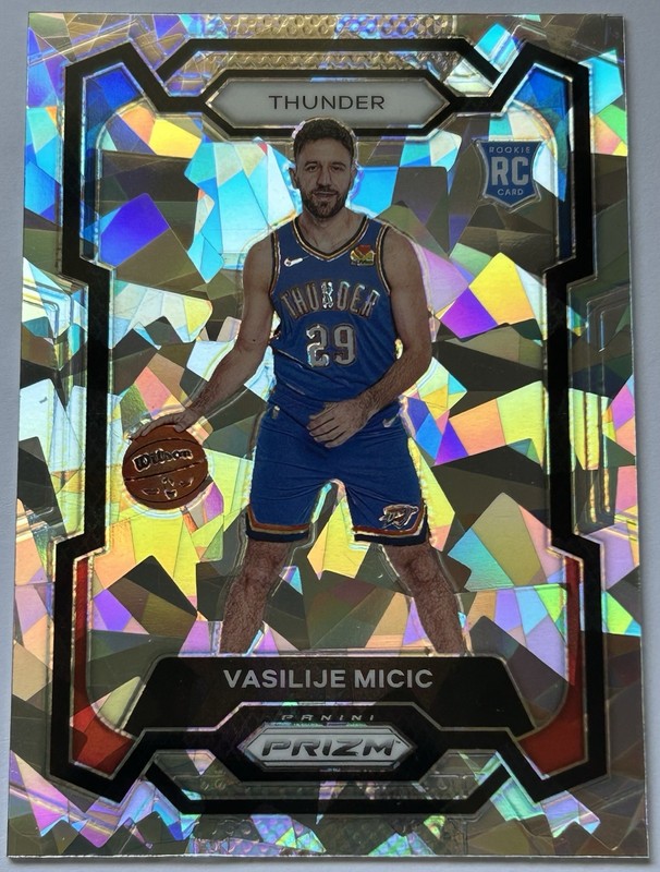 2023-24 Panini Prizm #297 Vasilije Micic RC Silver Cracked Ice OKC Thunder