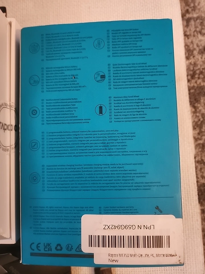 Ratón inalámbrico multimodo Rapoo MT760L NEGRO. Foto 4 de 4