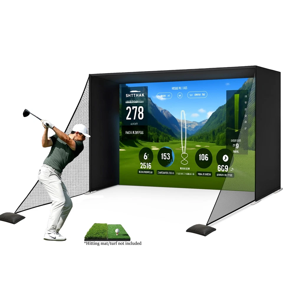 Redes para recinto de simulador de golf de 10 × 8 pies jaula de golf interior con marco de aluminio Foto 2 de 4