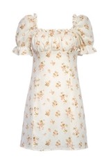 Reformation Robles Mildred Floral Puff Sleeve Linen Dress Cottagecore 12 NEW
