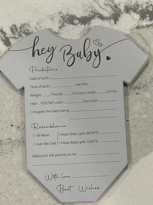 30 Baby Shower Cutouts Keepsakes Light Blue/grey.  Hey Baby  Predictions, Advice