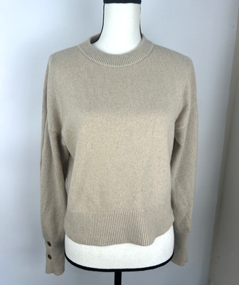 Alice + Olivia Snap Button Sleeve 93% Cashmere Wool Blend Sweater Size XS-Beige