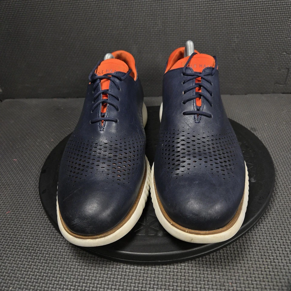 Cole Haan Zerogrand Zapatos Para Hombre Talla 9W Azul Marino Naranja Cuero Oxford Foto 2 de 4