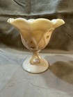 Vintage Westmoreland Almond Slag Glass Compote - Hand Painted Floral - Signed — photo 8