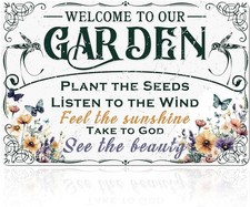 Welcome To Our Garden Vintage Tin Metal Signs Home D cor 8x12