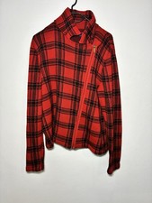 Chaps Ralph Lauren Veste Femme Rouge Tartan Zip Asymétrique Style Biker taille M
