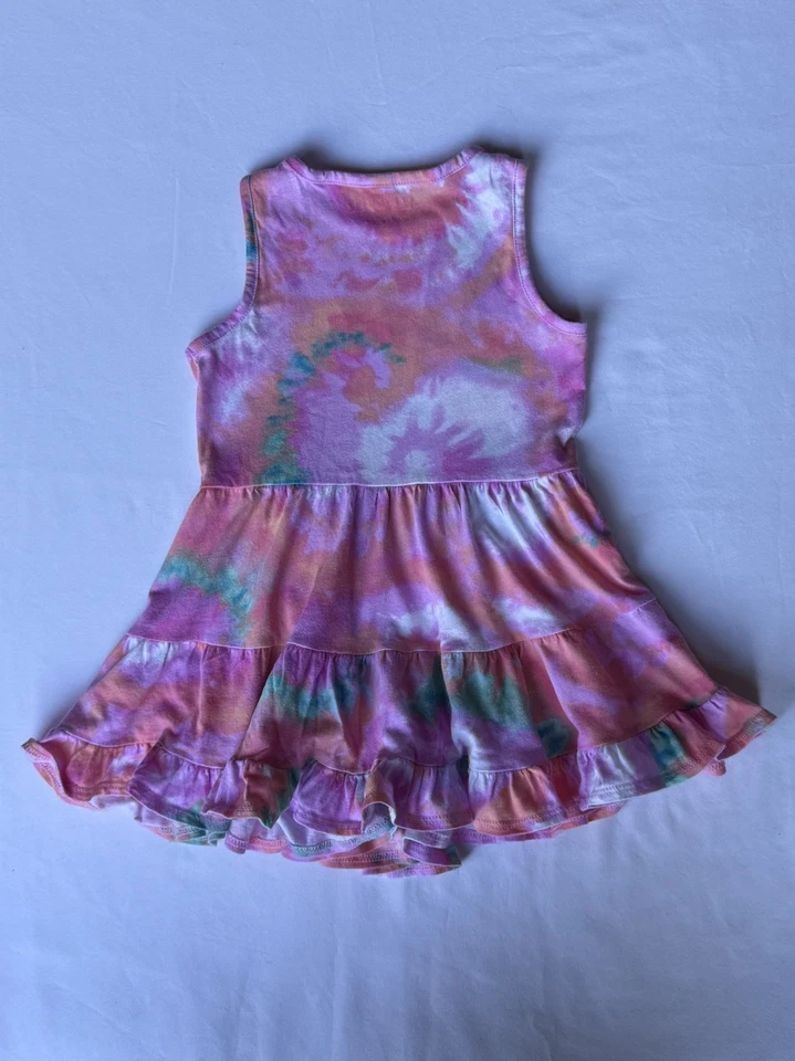 J. Vestido de verão Crew Crewcuts tie-dye laranja tamanho 3 sem mangas 3 camadas linha A - Imagem 2 de 4