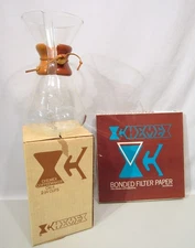 Chemex Coffeemaker 2-14 Cups Orig Box w/NIB Filters VG Condition See (EZS003999)