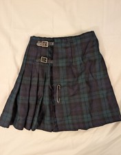 Vintage Wool Plaid Kilt Skirt Black Watch Tartan XS Scotland Tartan Indie Grunge