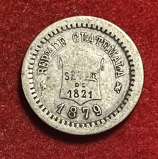 Guatemala 1/2 Real 1879 Wide Silver Coin KM#147a.1 T7242a
