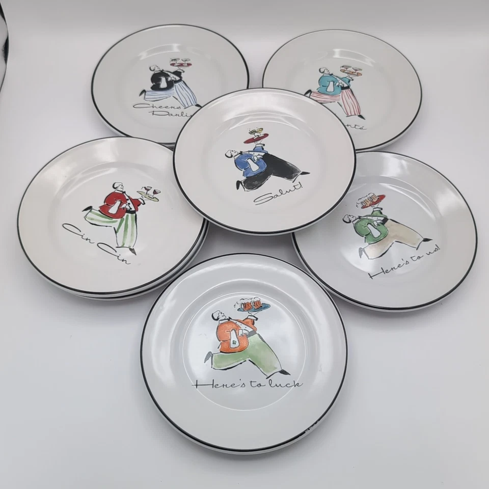 7 platos de aperitivo Rosanna de lujo para servir bebidas Cheers Darling Etc 5,75" Foto 4 de 4