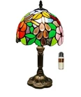 Rose & Grape Stained Glass Small LED Tiffany Table Lamp w/3 Color Temperatures