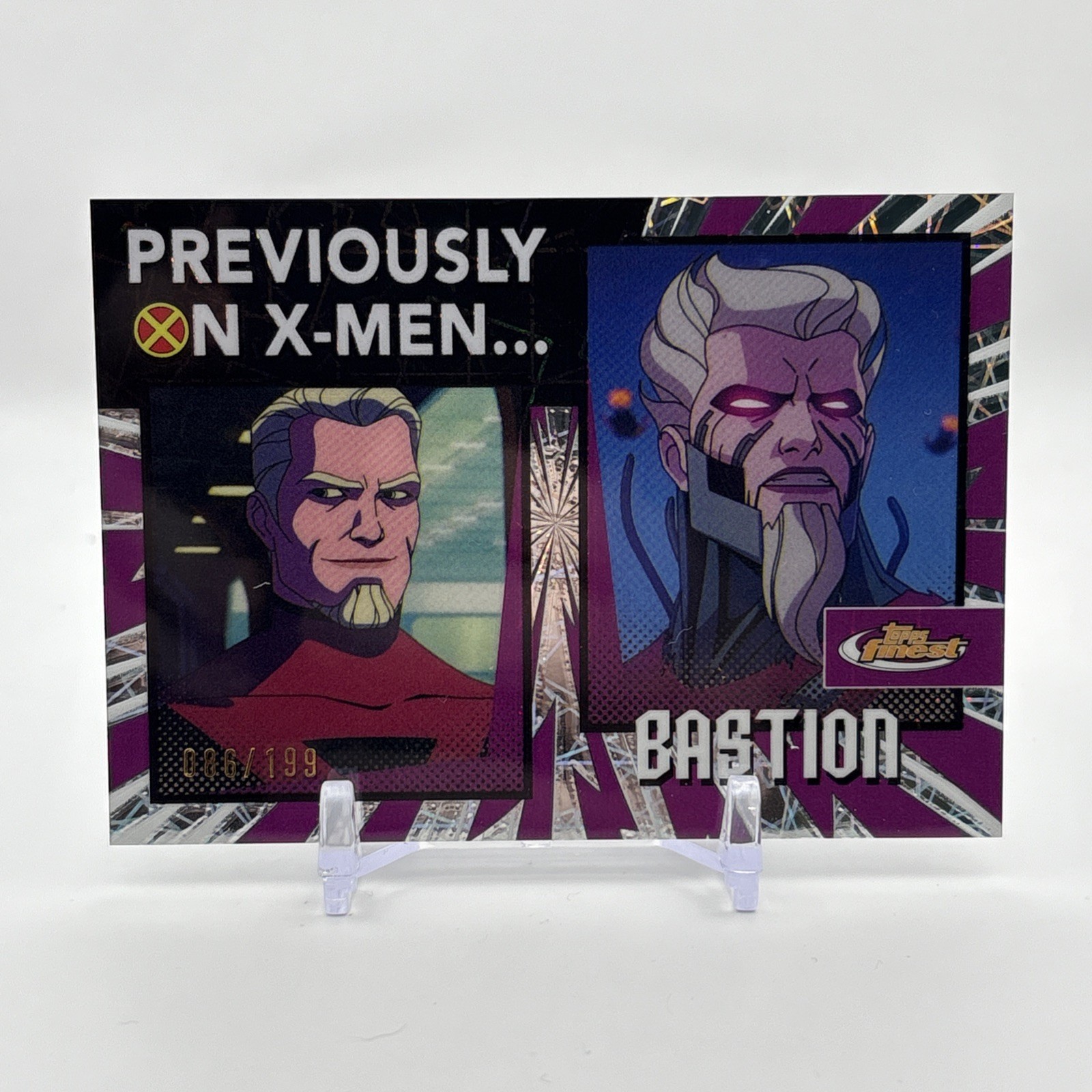 2025 Topps Finest X-Men 97' Bastion Previously On X-Men Laser Refractor /199