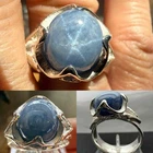 16.64CT NATURAL STAR SAPPHIRE .925 STERLING SILVER MENS RING SZ 12.25, 15+GR