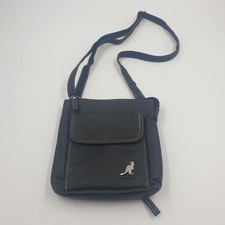 Kangol Crossbody Bag Black Faux Leather Small Pouch Shoulder Bag Casual
