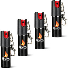 Burn 4 Pack Pepper Spray 0.5oz Police Strength OC Keychain Self Defense Black