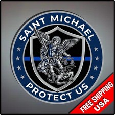Saint Michael Blue Line Police Law Enforcement Le 4 X 4 St. Decal Wall Car Saint Michael Blue Line Police Law Enforcement Le 4 X 4 St. Decal Wall Car