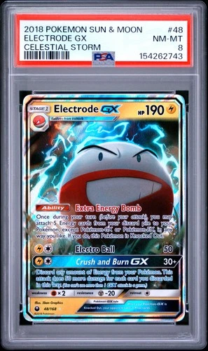 2018 POKEMON SUN & MOON CELESTIAL STORM #48 ELECTRODE GX PSA 8