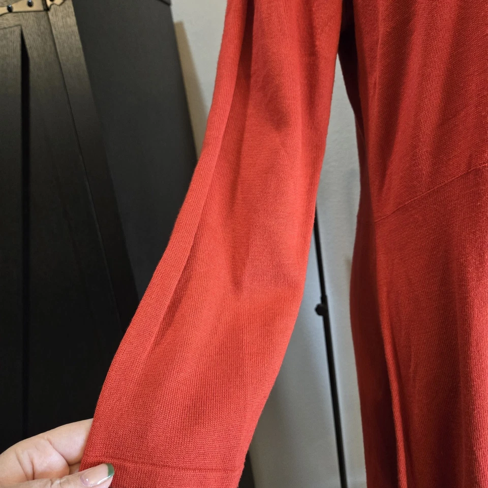 J Howard Red Sweater Dress Knit Bow Trim Acrylic 1X   36 - Image 3 of 4