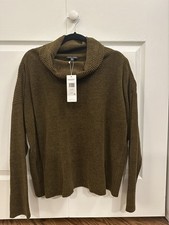 Eileen Fisher Chenille Turtleneck Sweater Size Small Organic Cotton Green NWT