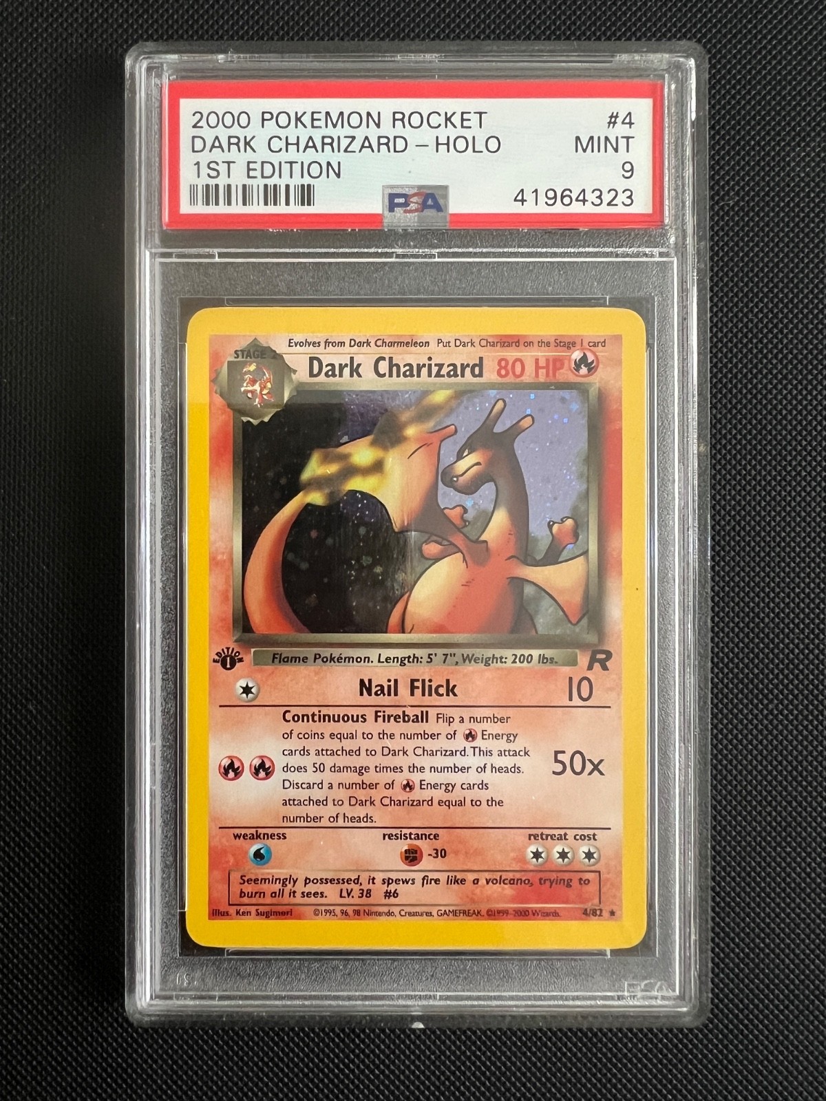 Pokémon TCG Dark Charizard 4/82 Team Rocket Holo 1st Edition PSA 9