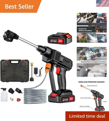 #ad 2 Battery Portable Pressure Washer 360 PSI 16ft Hose for Ultimate Convenience $67.99