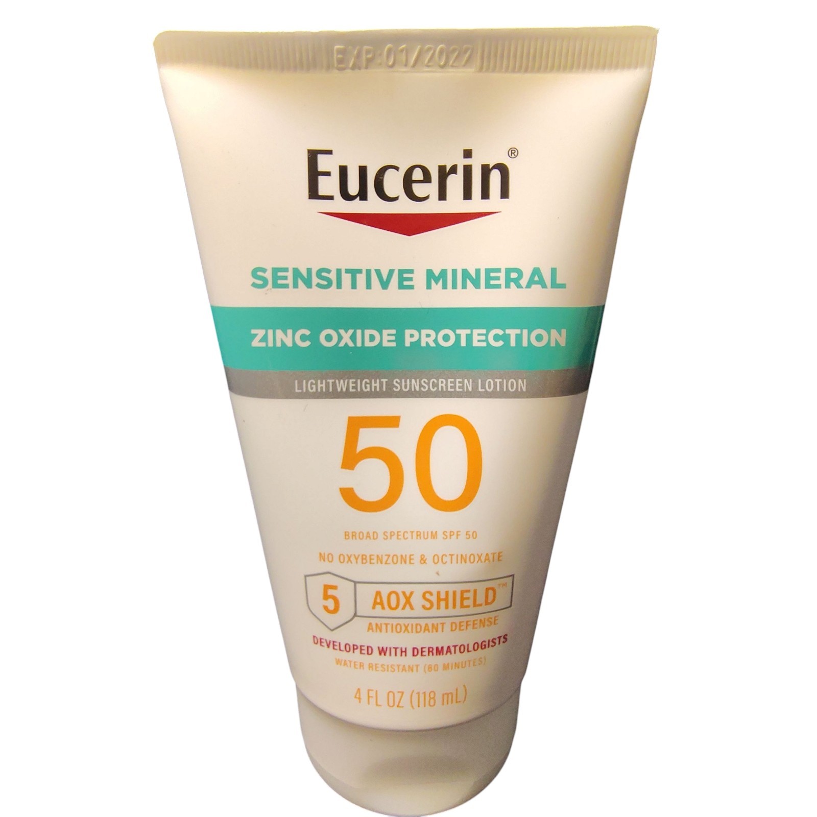 Eucerin Sensitive Mineral SPF 50 Zinc Oxide Sunscreen 4oz Exp 01/2027