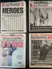 Lot of 4 September 11 2001 Newspapers 9/11 World Trade Center Lot of 4 September 11 2001 Newspapers 9/11 World Trade Center