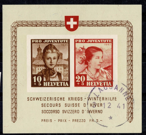 Schweiz Pro Juventute Block 6 gestempelt Lausanne 3.12.41