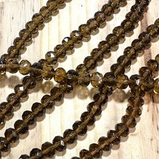 Czech Glass Rondelle Spacer Beads 6x9mm Smoked Topaz tire/donut beads 28pcs J840