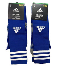 NEW 2 Pair Adidas L Copa Zone Aeroready Compression Soccer Socks Blue unisex