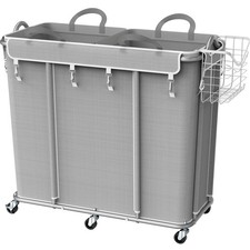 Extra Large 2 Section Rolling Laundry Cart Heavy Duty Hamper with 2 Removab...