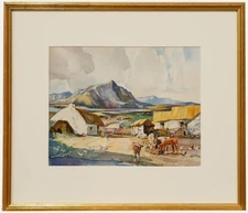 Frederick G. Meekley (1896-1951)- Watercolour, Crofters Cottage in the Highlands