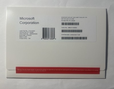 Microsoft Windows Server 2022 Datacenter 64bit 16 Core DVD&license Key (NEW)