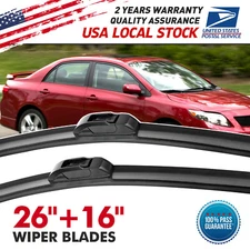 26" & 16" Windshield Wiper Blades All season Bracketless J-HOOK OEM Quality NEW
