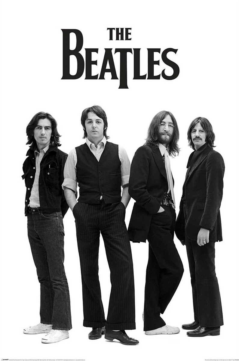 The Beatles - Music Poster (John, Paul, George & Ringo - White