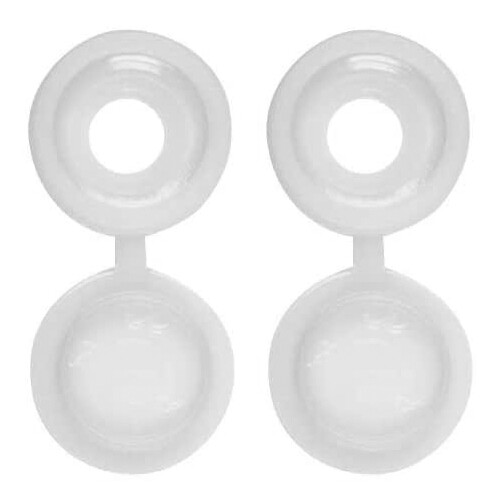 WHITE Plastic Hinged Screw Covers with Snap on Cap for Wood Screws