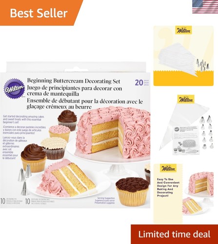 Complete 20-Piece Cake Decorating Kit with Stainless Steel Tips for Beginners
