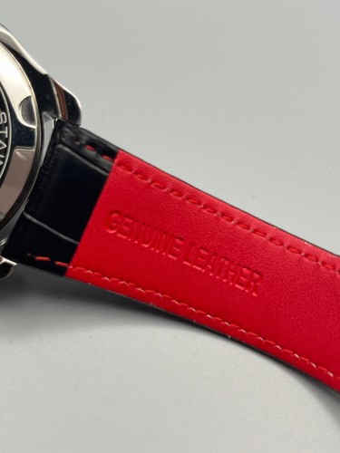 Orologio uomo Cronografo datario automatico acciaio Zaffiro Vera Pelle mov Quarz - Foto 4 di 22