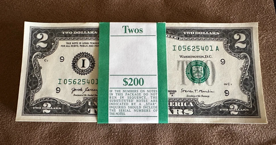 UNC 2017A $2 Notes Fed Pack of 100 (Two Dollar Bills, BEP Pack) - Image 3 of 4