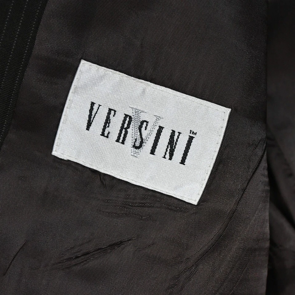 Versini 41R 42R 32x27 Marrón Rayas Lana Pico Solapa Abrigo Deportivo Chaqueta Pantalones Traje Foto 4 de 4