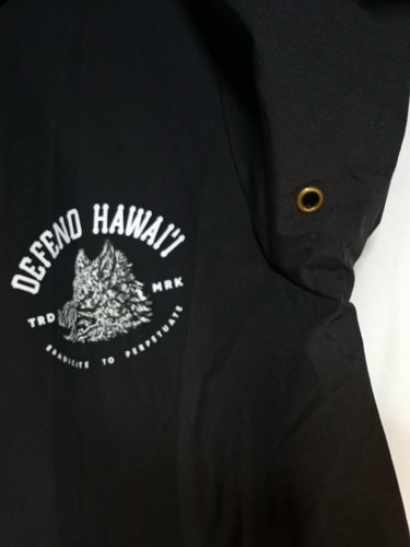 Defend Hawaii Snap Up Jacket Hood Lightweight Men’s Small Black Wild Boar Logo - Picture 7 of 17