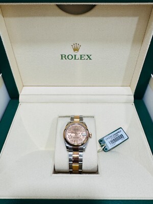 rolex datejust 2 tone rose 18K GOLD - flower dial 31mm full set