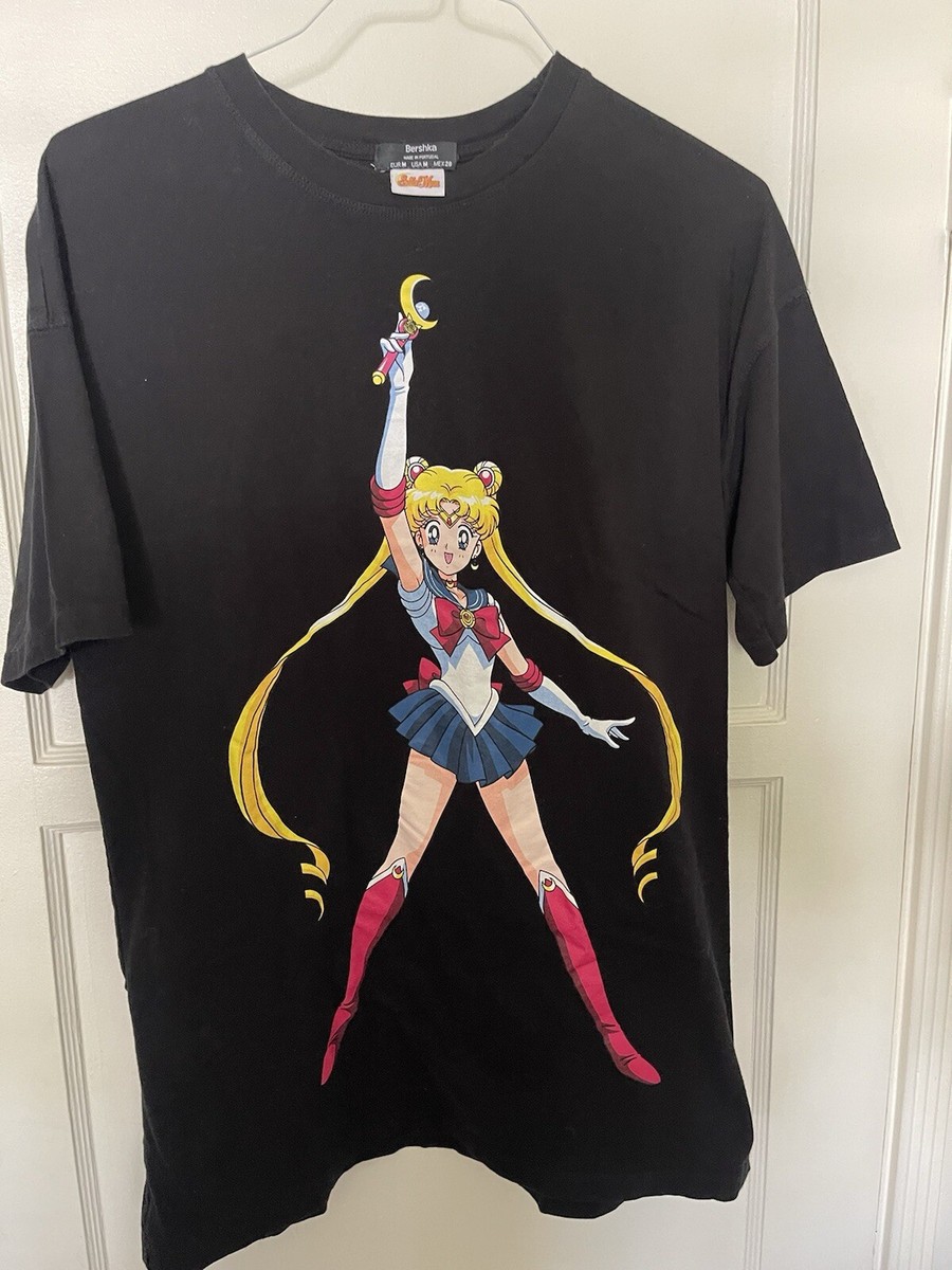 Bershka Sailor Moon Anime Black T-shirt Size M Excellent Condition