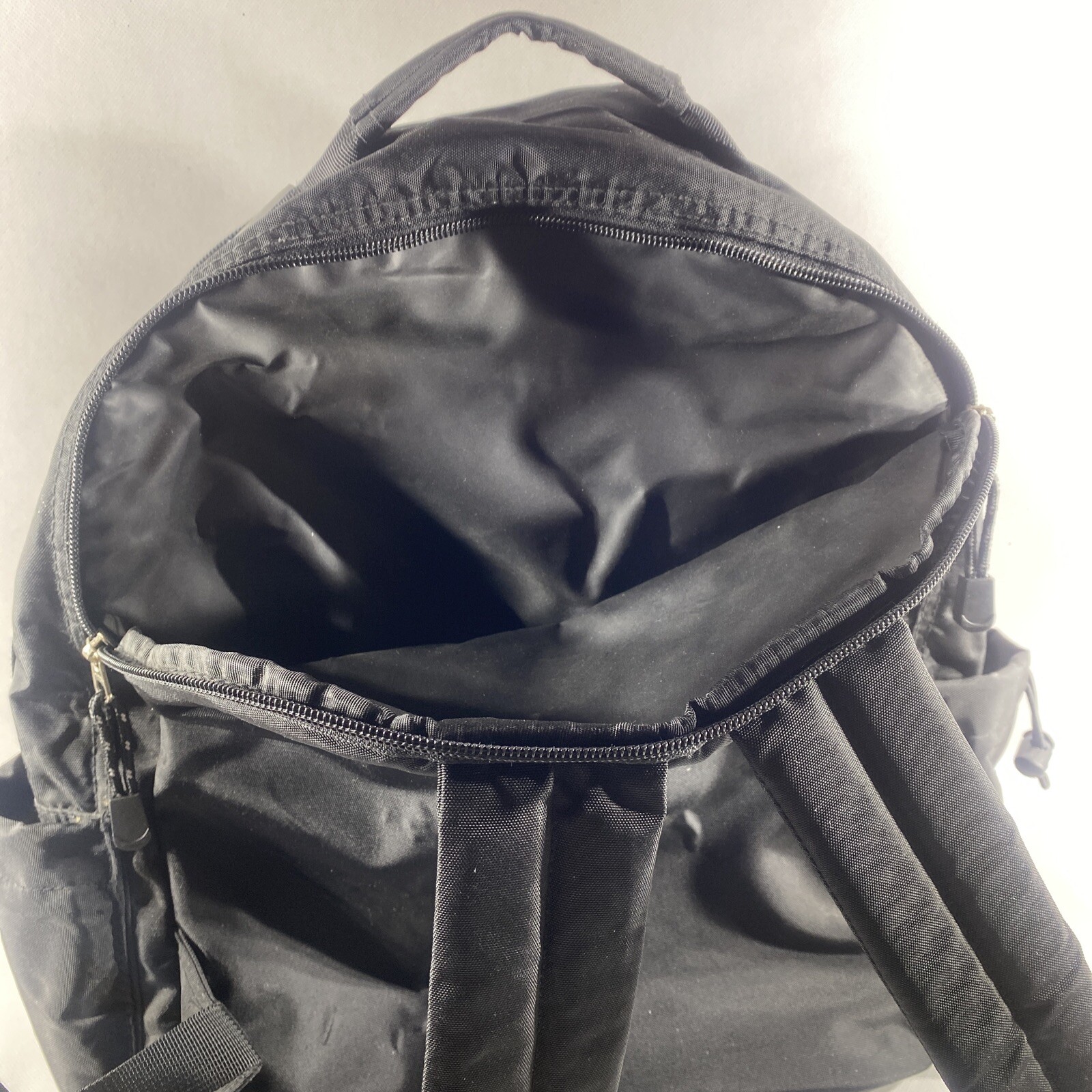 Vintage Eddie Bauer Backpack Black Nylon 6 Compartmen… Gem