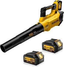 Leaf Blower Cordless, RUALION Electric Leaf Blowers Up to 580 CFM 160 MPH, Batte