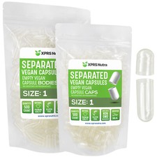 Size 1 Separated Clear Empty Vegan Capsules Veggie Caps Kosher Vegi Pills