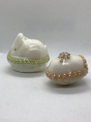 Vintage Sugar Bunny Rabbit Easter Decor Diorama ￼Egg Set Of 2 2.5 