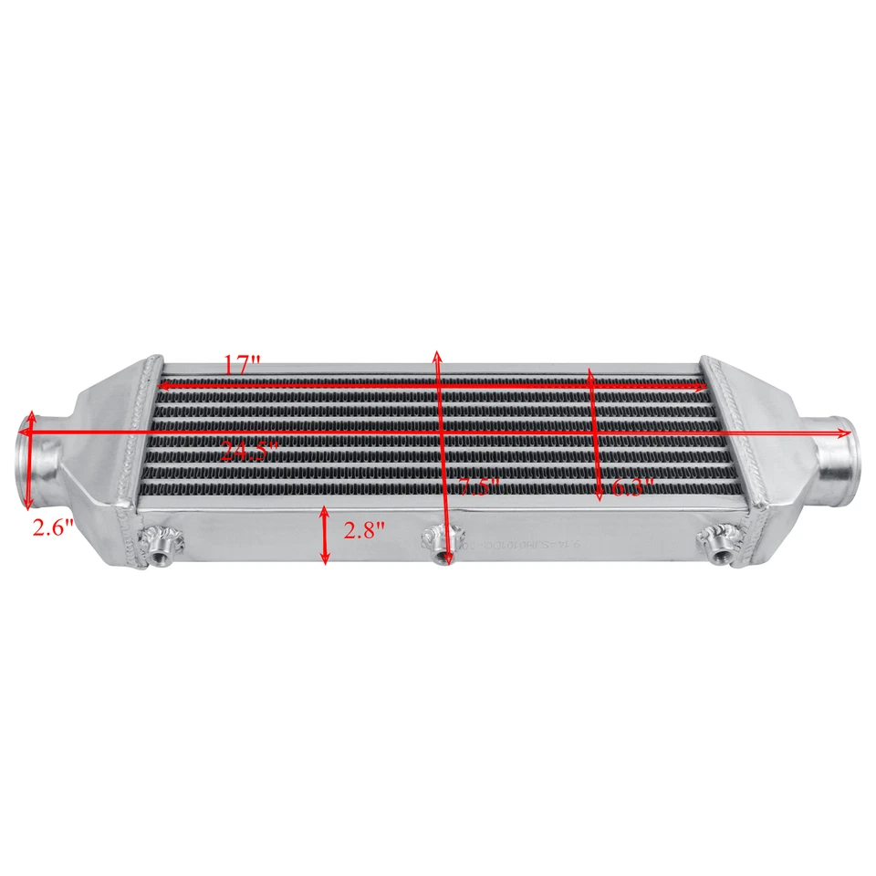 UNIVERSAL 25''x8''x3'' TURBO FRONT MOUNT ALUMINUM INTERCOOLER 2.6" IN/OUTLET Foto 2 de 4