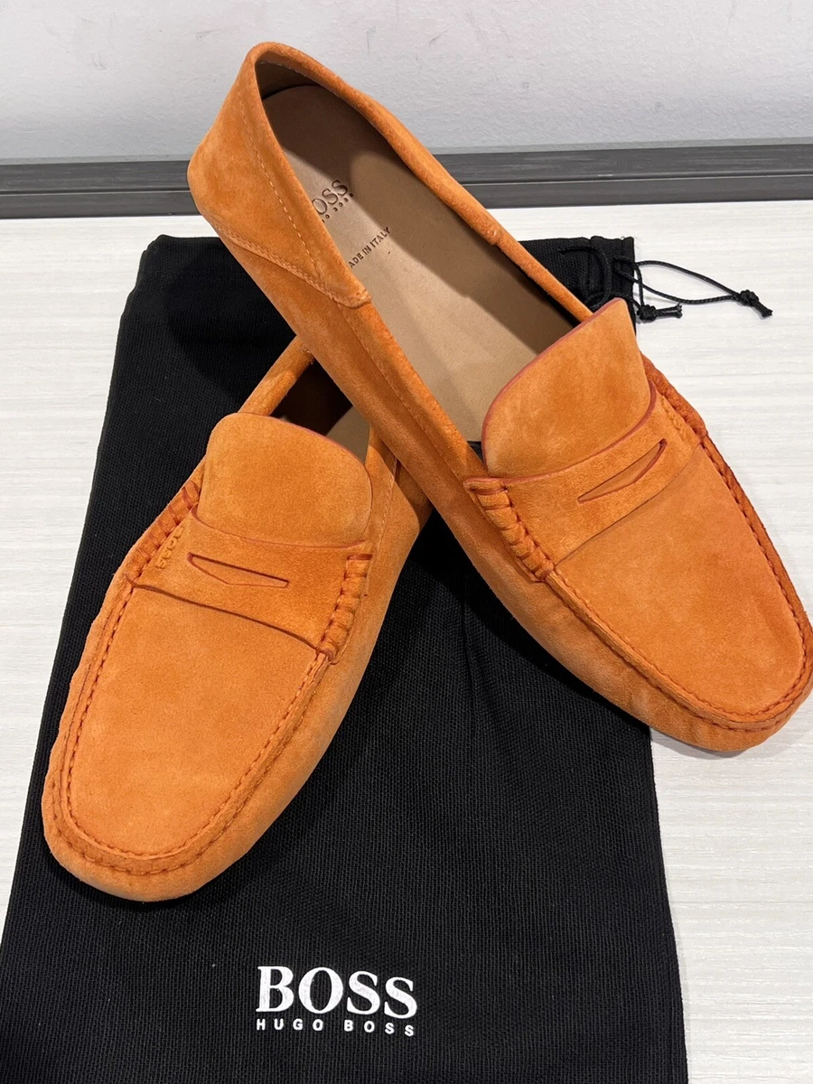 Hugo Boss Orange Mens US 8-8.5 Black Orange Suede Retro Sneakers EU 41 Driving HUGO BOSS Orange Suede Casual Shoes for Men for sale | eBay main image 4